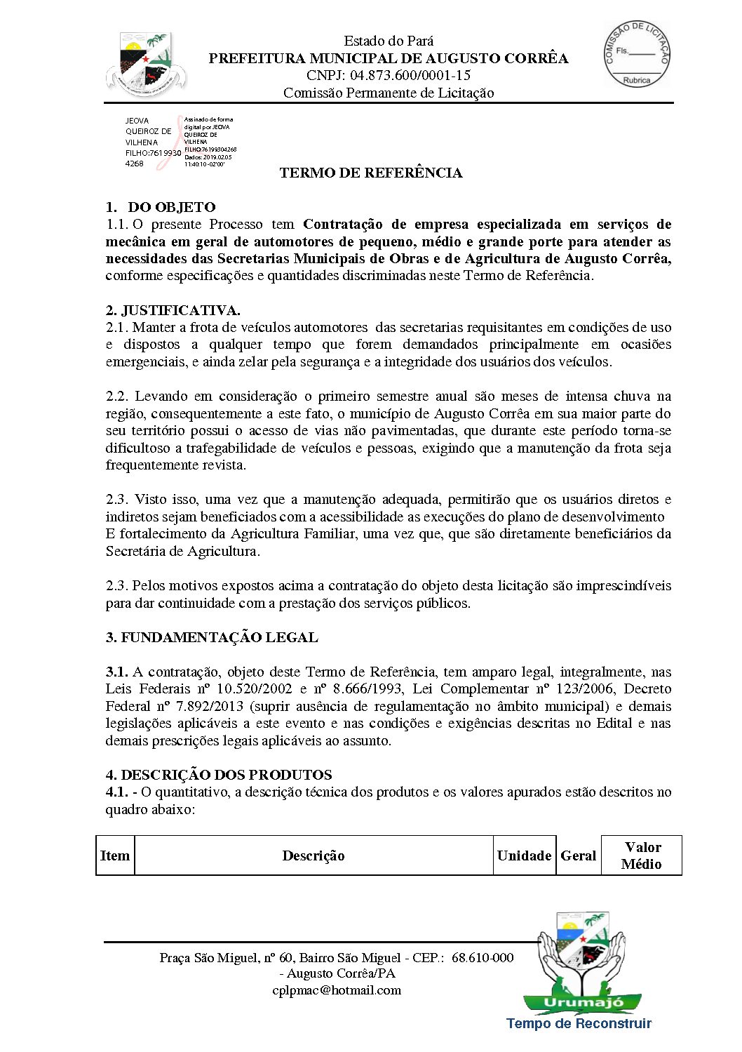 TERMO DE REFERÊNCIA-ass - Prefeitura Municipal de Augusto ...
