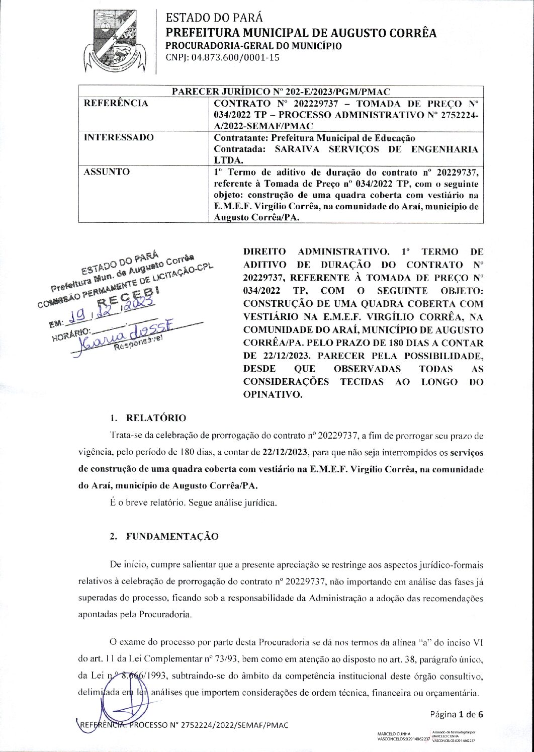 Parecer jurídico nº 202-E-2023 - Prefeitura Municipal de Augusto Corrêa ...